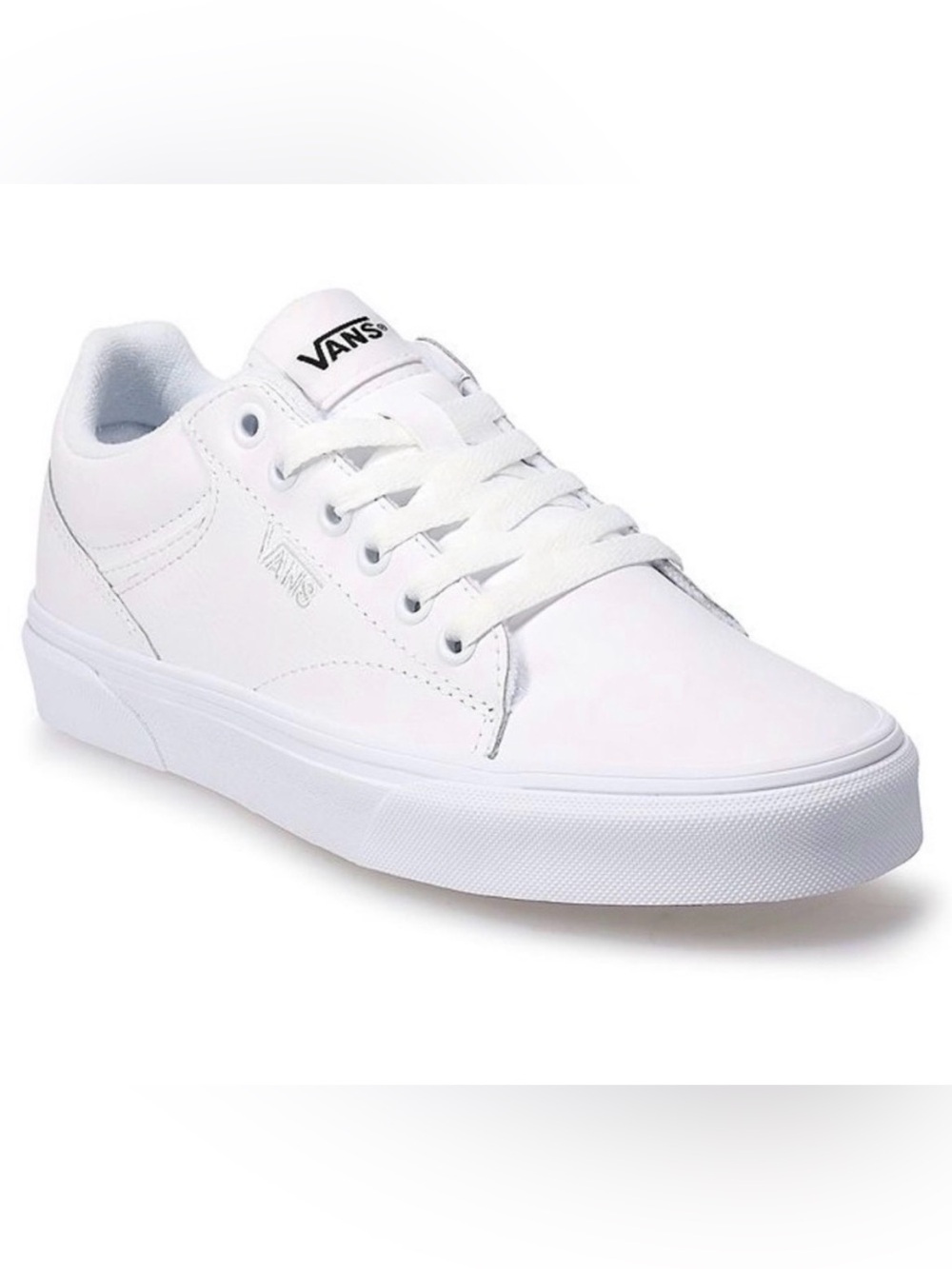 Vans Seldan Tumble Triple White Leather Skateboarding Sneaker Sz W9 M7.5 Grunge